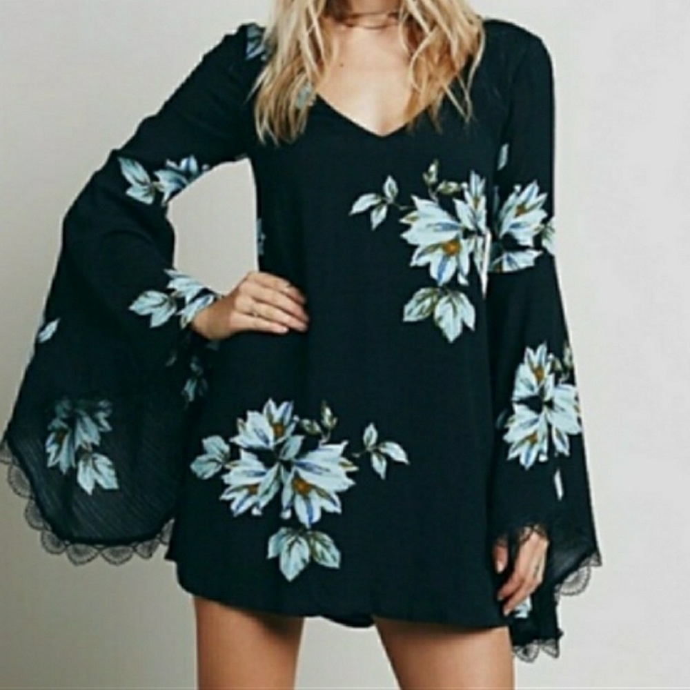 Free People Bell Sleeve Mini Dress
